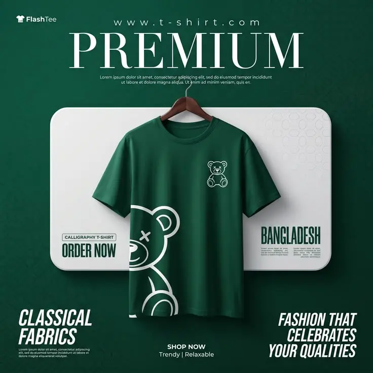 Minimal Green T-Shirt Poster Design _ Premium Streetwear Fashion Ad Inspiration.webp